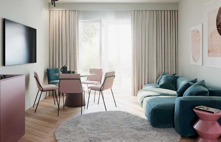 Sample arrangement of a 58 m2 apartment | salon