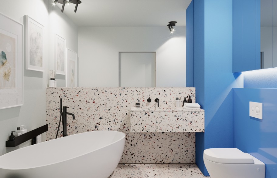Sample arrangement of a 58 m2 apartment | bathroom