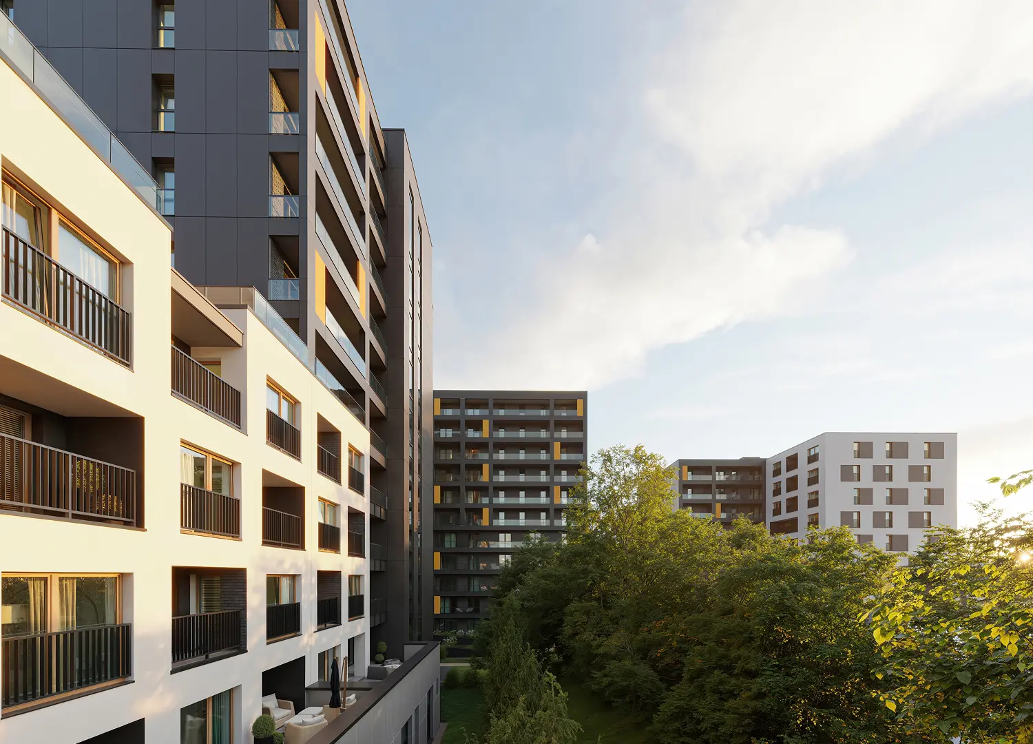 Budynek C elewacja zachodnia Futuro Rzeszów aleja Batalionów Chłopskich Bryksy nowe mieszkania